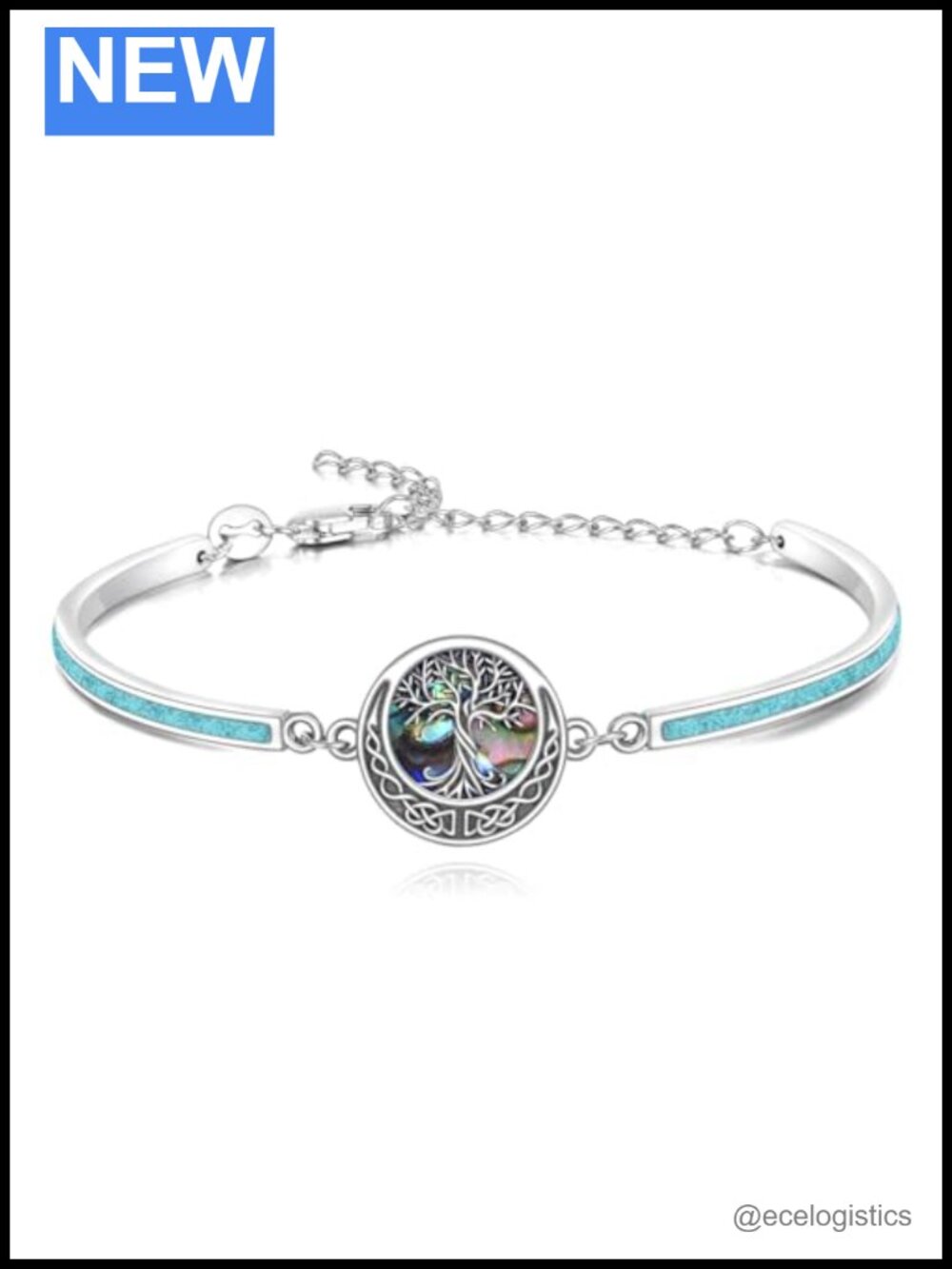 925 Sterling Silver Tree of Life Turquoise Bangle Bracelet